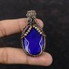 Faceted Blue Sapphire Pendant Copper Wire Wrapped Jewelry Handmade Gemstone Pendant Copper Pendant Ethnic Jewelry Wire Wrap Pendant For Gift