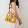 Breathable Knitted Tote Bag Sweet Seaside Vacation Handbag Trendy Crochet Shoulder Bag  Female