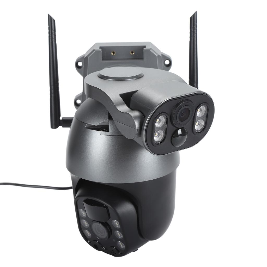 Dual Lens Solar Security Camera 6MP Waterproof Wireless Outdoor PTZ Surveillance Camera with 2 Way Audio Motion Alarm