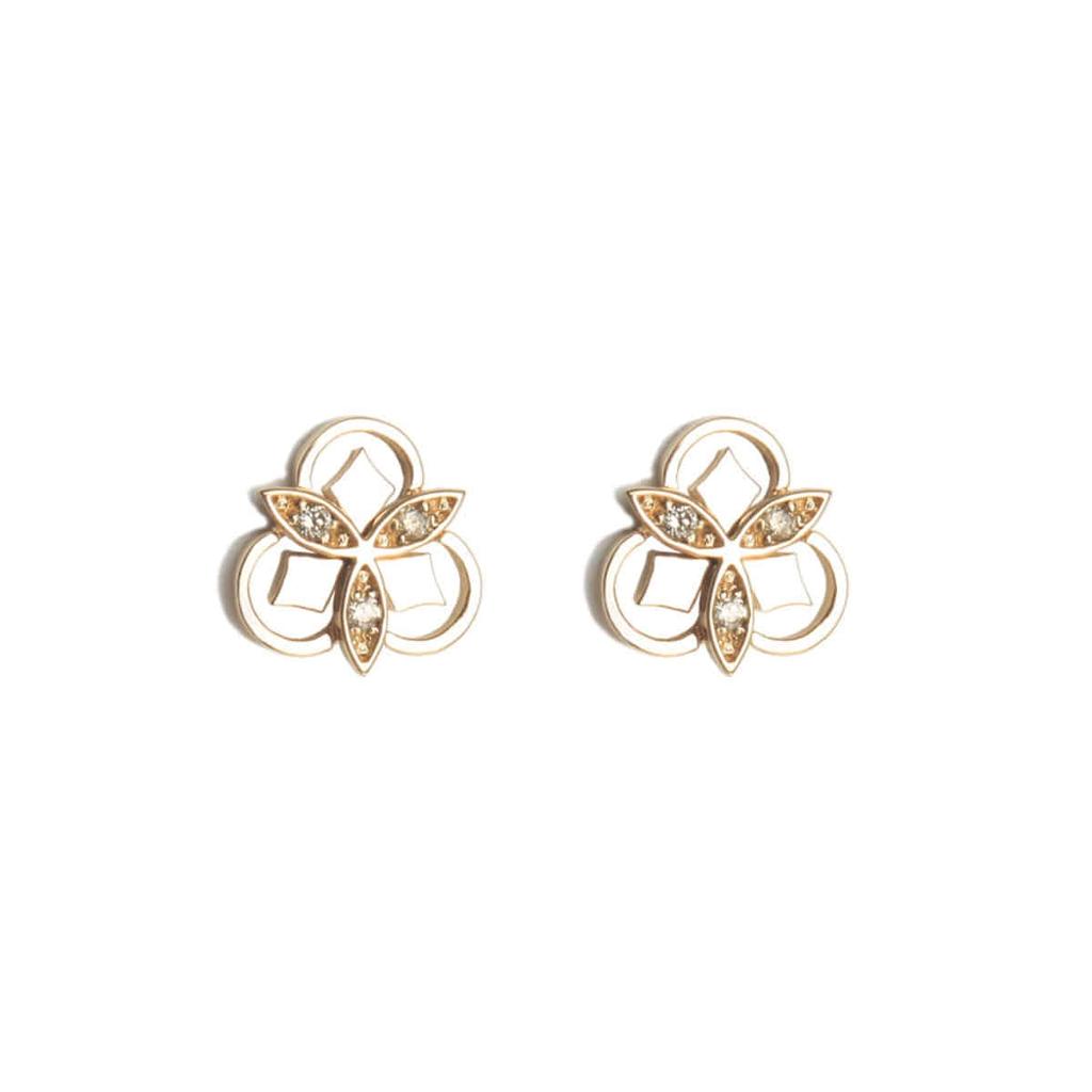 Mezmic Brave, 14K Gold, Cognac Diamond Earrings