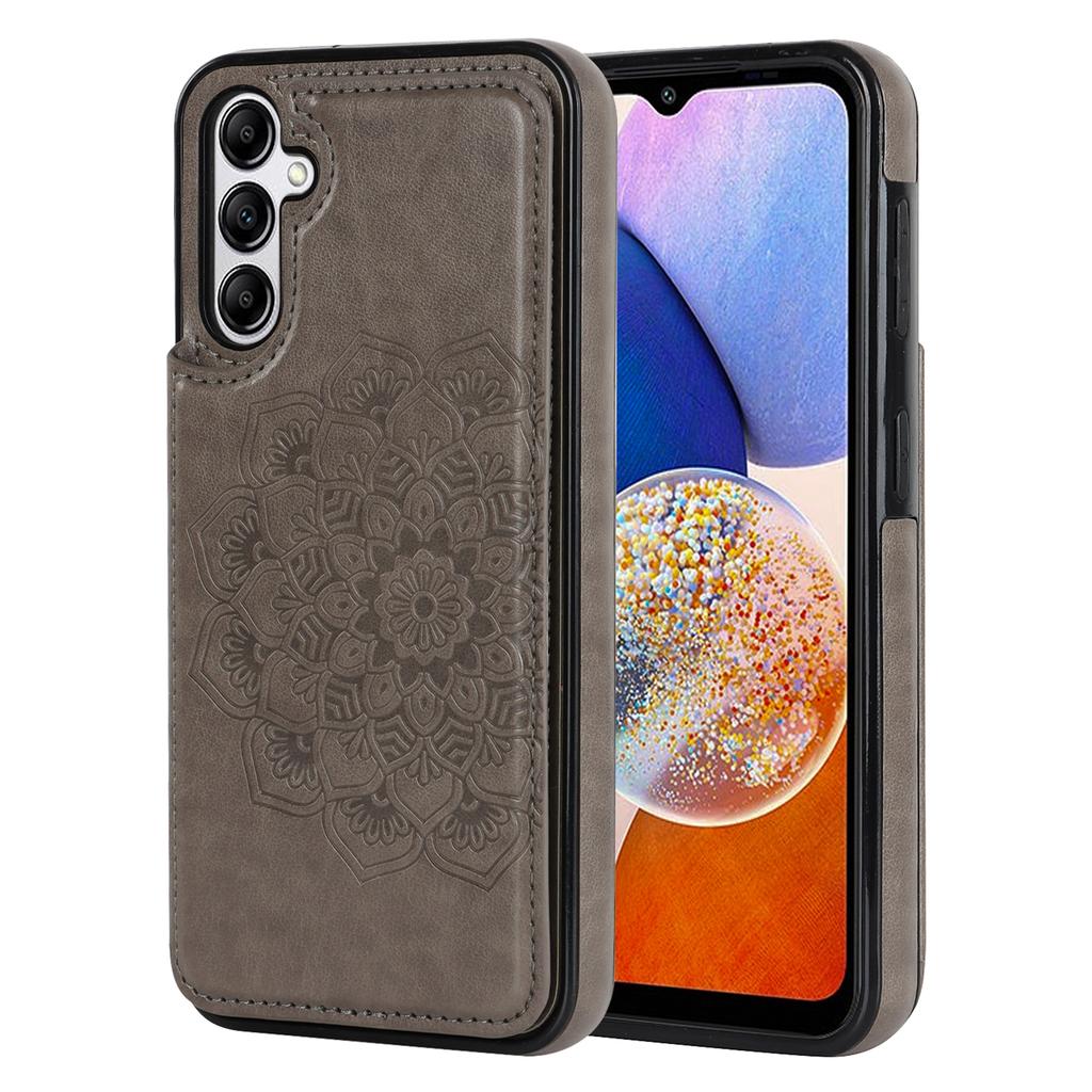 For Samsung Galaxy A15 5G Magnetic Phone Case Imprinted Mandala Flower Card Slots Cover