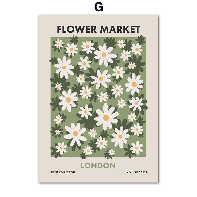 Абстрактные Лас Флорес, Афины, Лондон, цветочный рынок, настенное искусство, холст, постеры, живопись и принты, настенные панно для декора гостиной