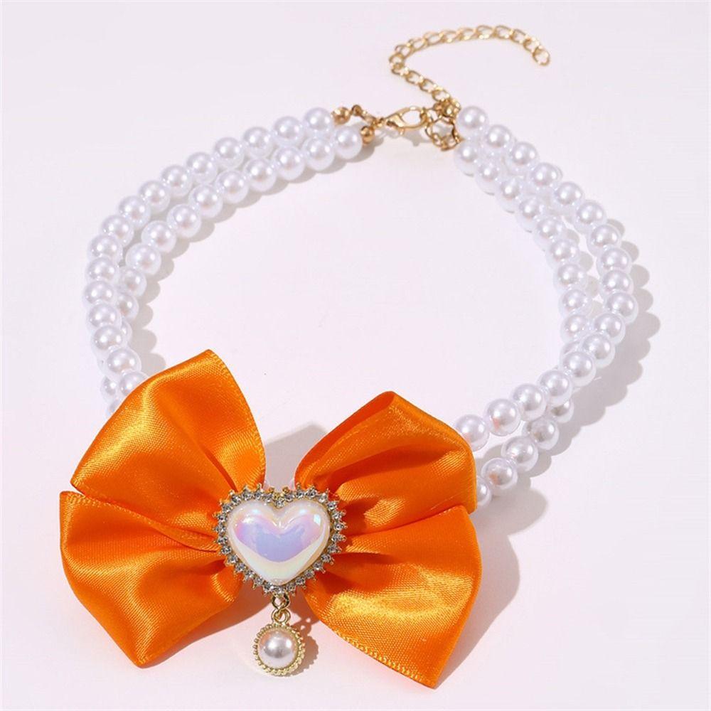 Lightweight Pet Pearl Necklace Shiny Pet Necklace Collar Suitable for Small To Medium Dogs
