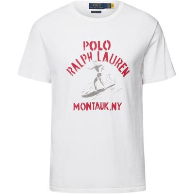 Polo Однотонная футболка с круглым вырезом и принтом букв Мужские топы Белый 710876344-001