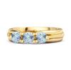 Blue Topaz Three Stone Ring - Sterling Silver Gold Vermeil