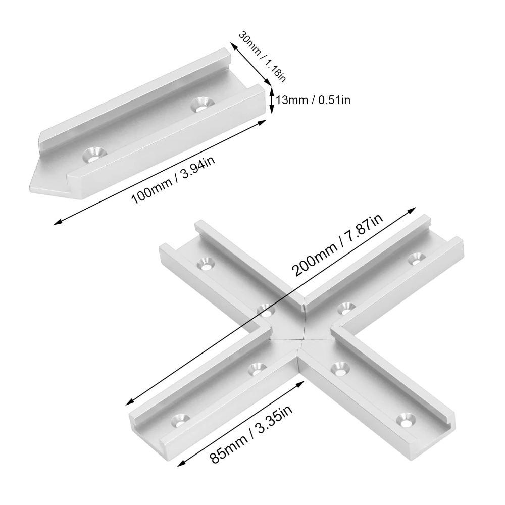 4pcs Aluminum Alloy Miter Track Jig Fixture 30mm Width Slot Connector For Router Table