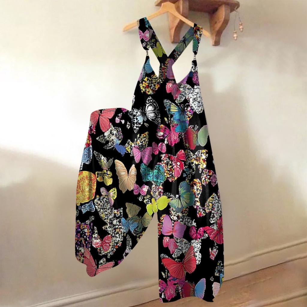 Женский свободный повседневный цельный летний комбинезон с цветочным принтом