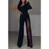 Women's Plus Size Fashion Sexy Oblique Shoulder High Split Jumpsuit