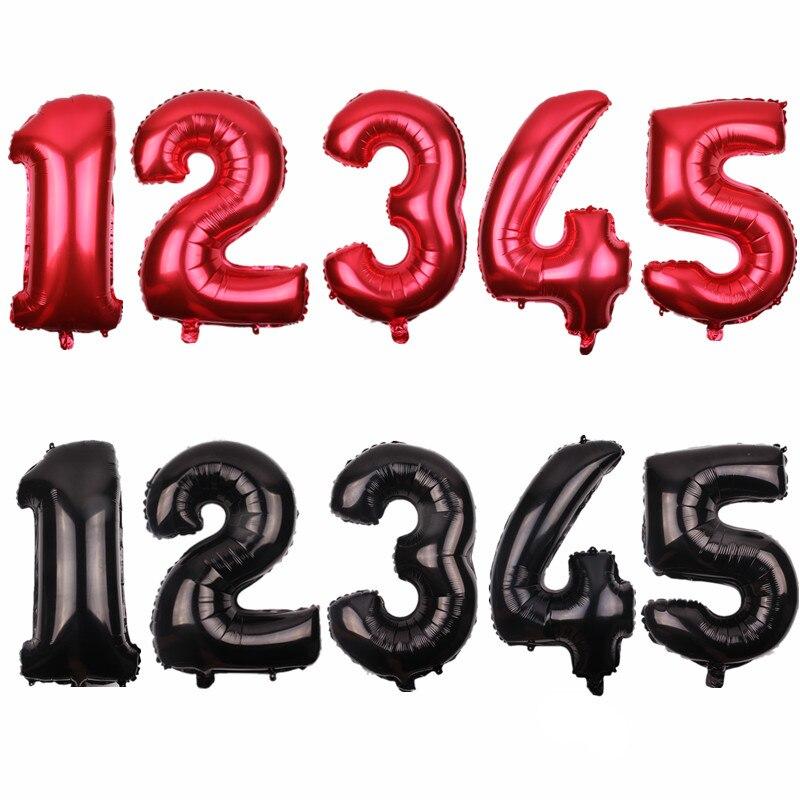 1 шт 32 дюйма воздушные шары с цифрами красные - черные фольгированные шары с днем рождения свадьба вечеринка декоративные шары MIT