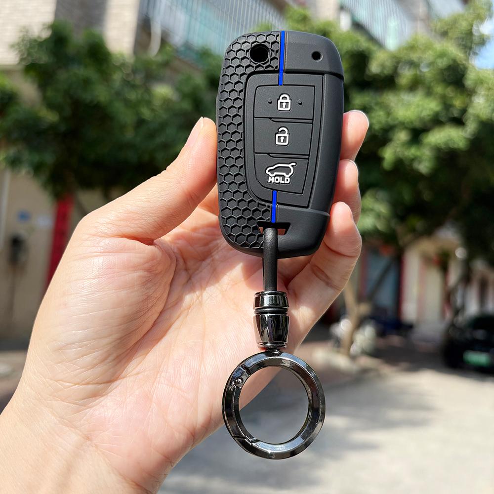 Защита для брелока Hyundai Tucson Ioniq Creta Kona Solaris Elantra I10 I20 Santa Fe Силиконовая крышка для складного автомобильного ключа