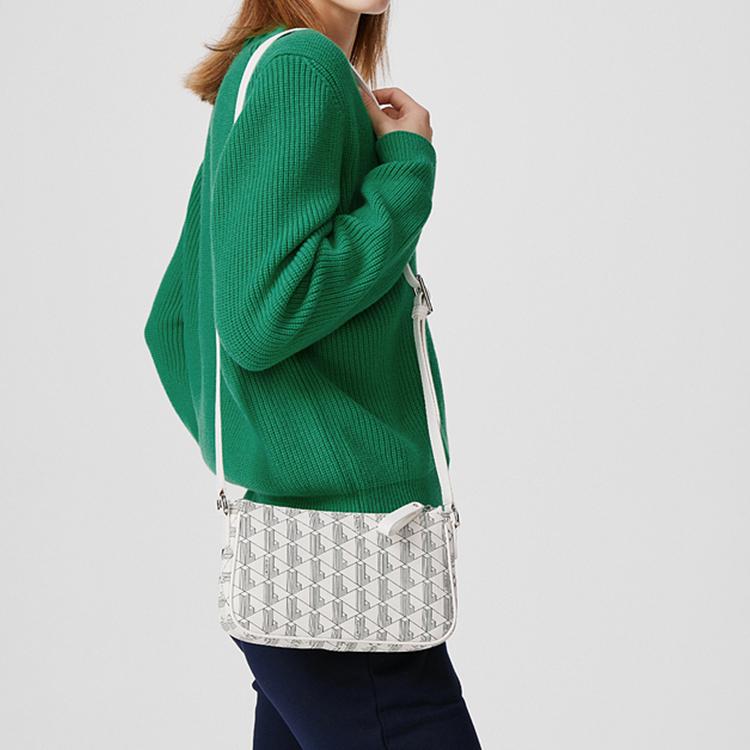 Lacoste Сумка на плечо со вплетенным принтом на молнии, средняя, женская, белая NF4080DG-F89