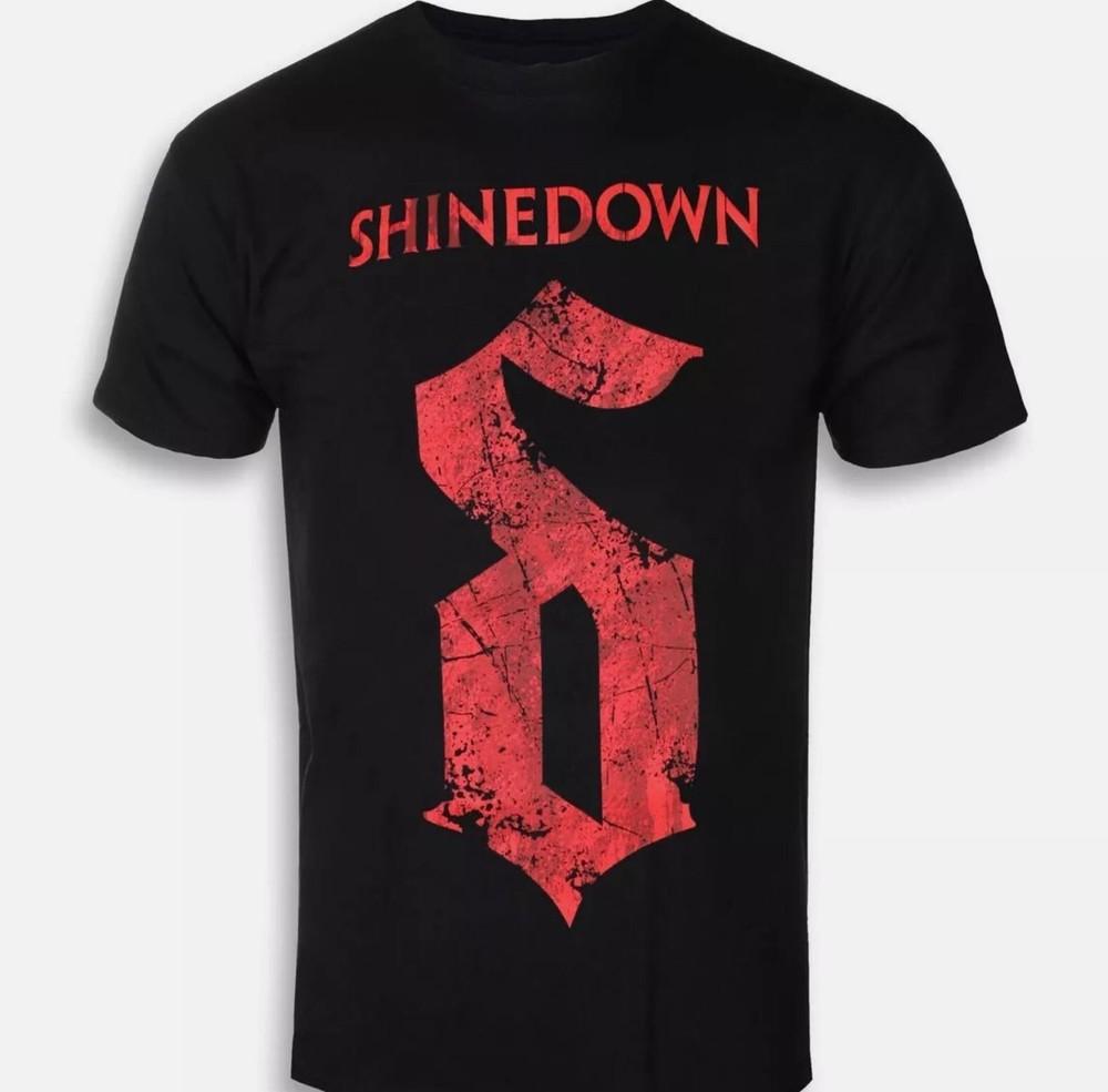 Rare Shinedown Band Black 100_ Cotton Size T-Shirt