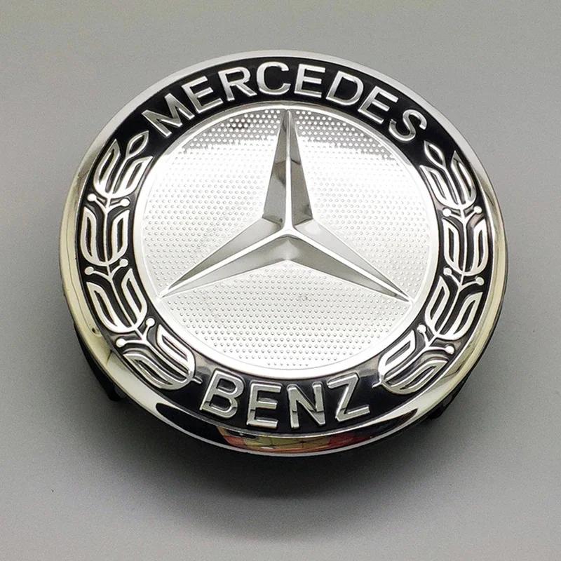 TMIVG1 Hot 2025 4PCS For Mercedes benz Car Wheel Center Cap Hub Covers Badge For W204 W203 W205 W124 W221 C E S GLE CLC Class Accessori