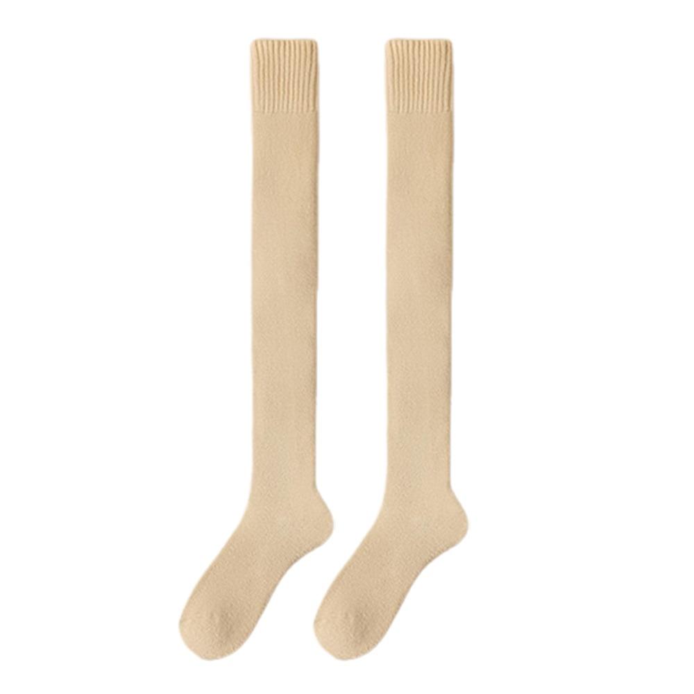 1 Pair Solid Color Women's Socks Thicken Over-Knee Socks Warm Thick Stockings Autumn and Winter