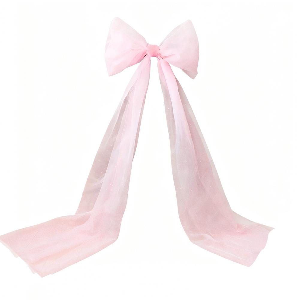 Верхушка для рождественской елки Бант Очень большой сетчатый бант с длинными лентами для праздника, свадьбы, дня рождения, украшение стены