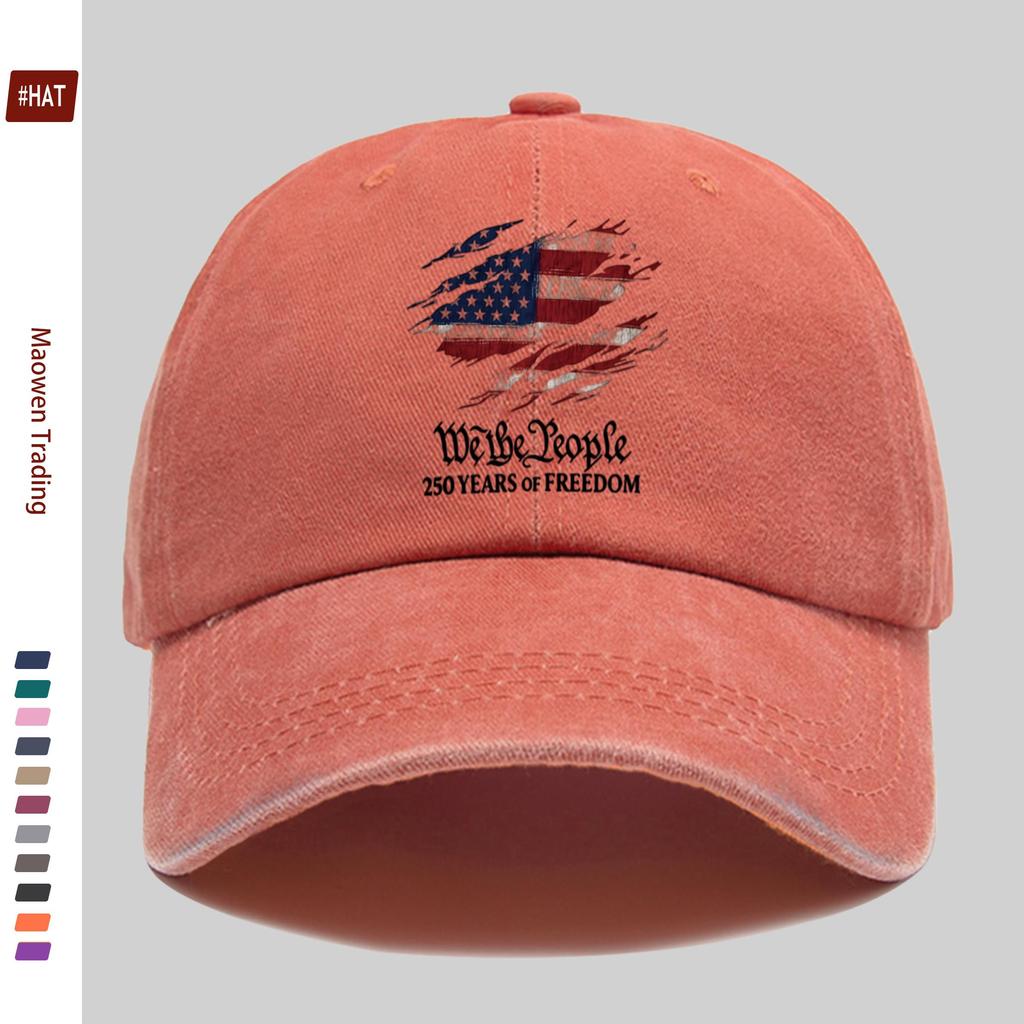pc American Flag th Anniversary Print Baseball Cap with Confident and Proud Design Adjustable Strap Vintage Washed Fishing