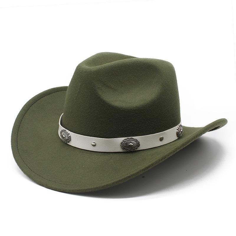 White Ethnic Style Western Cowboy Felt Hat Tibetan Fedora
