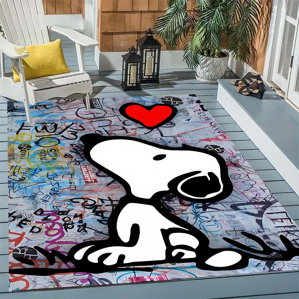 Snoopy cartoon print rug mat, non-slip and stain-resistant, perfect for home decor and a gift for friends and family.