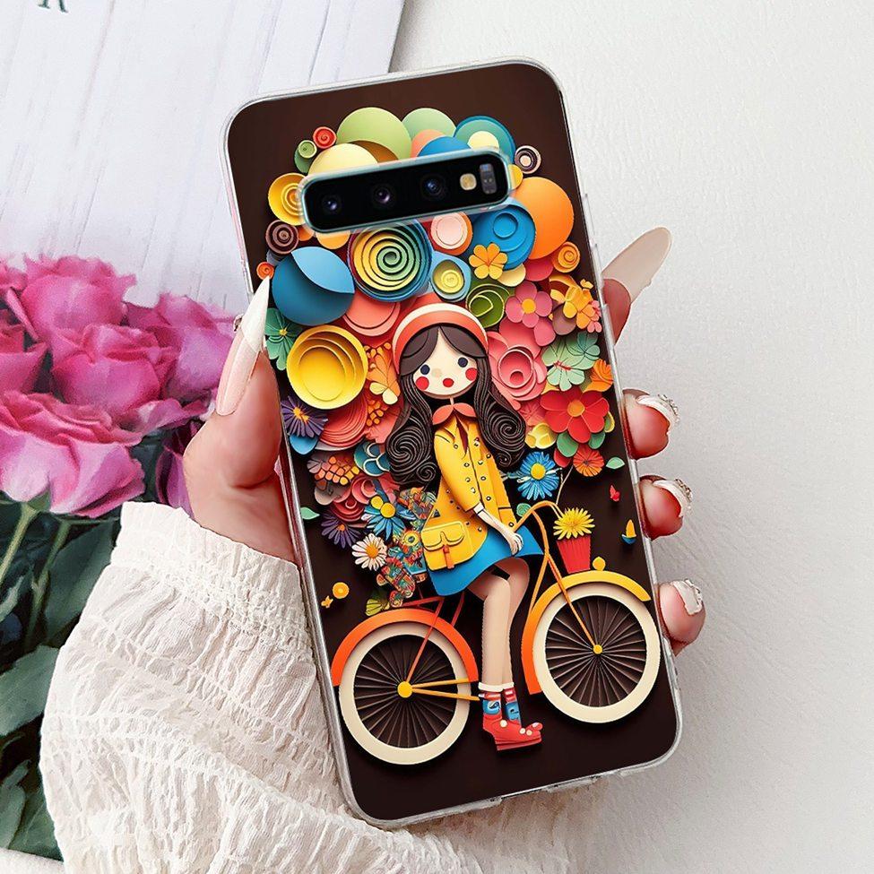 Чехол для Samsung S10 Plus SM-G975F Милый Кавайный Модный Цветочный Роскошный Крутой Расписной Мягкий Чехол для Телефона Samsung Galaxy S10+