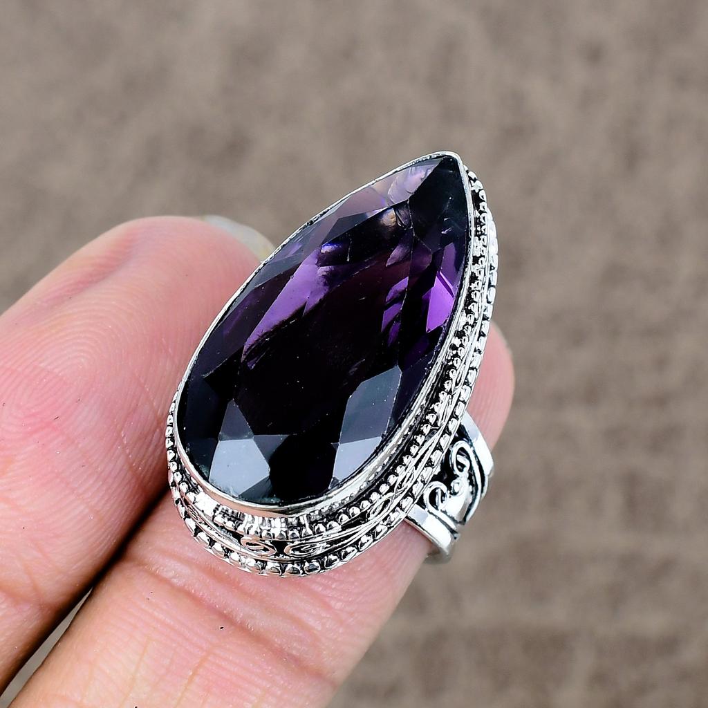 Amethyst Genstone Handmade 925 Sterling Silver Jewelry Ring Size 7 KKG-484