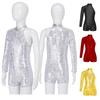 Kids Girls Stylish Clothing Single Long Sleeve Round Collar Shiny Sequins Jazz Dance Leotards