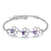 Lucky Clover Crystal Purple S925 Посеребренный браслет с цирконом Женские украшения