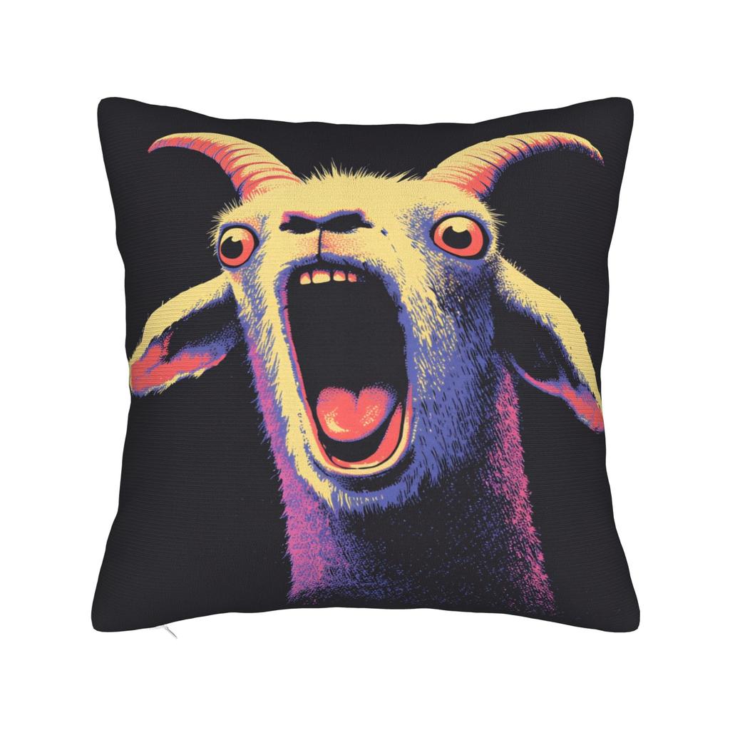Screaming Goat Funny Meme Pillowcases Retro Trendy Pillow Case For Living Room Sofa Comfy Pillow Cover