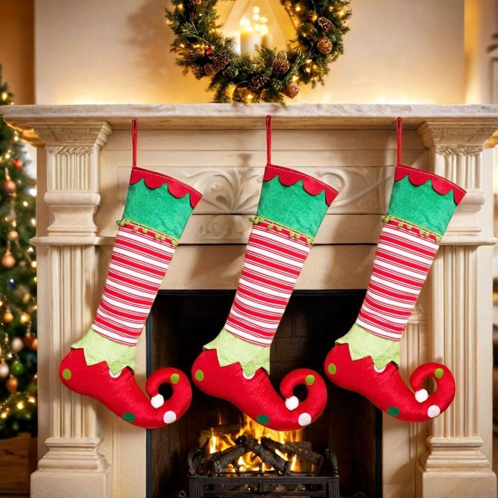 Decorative Christmas Stocking Decorations Hanging Elf Christmas Stockings  Festive Atmosphere