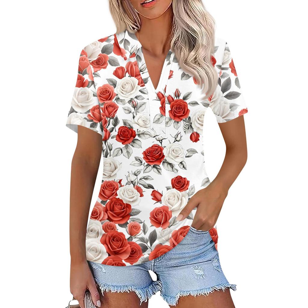 Женская мода повседневная рубашка с коротким рукавом и лацканами, женские топы с V-образным вырезом
