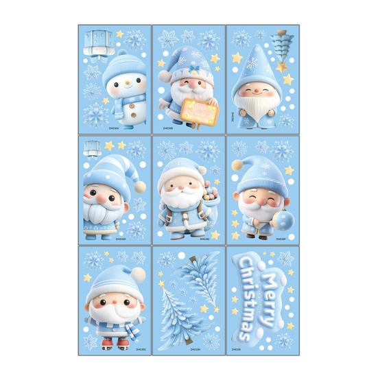9 Sheets/Set Christmas Window Cling Removable Waterproof PVC Winter Merry Christmas Static Glass Sticker Holiday Party Decoration Decal