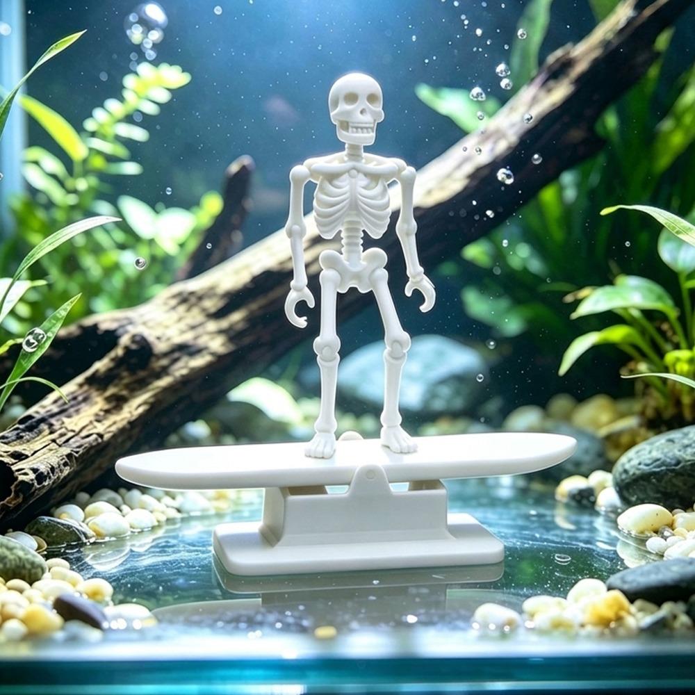 Air Pump Powered Surfing Dancing Skeleton Aquarium Bubbler Fish Landscaping