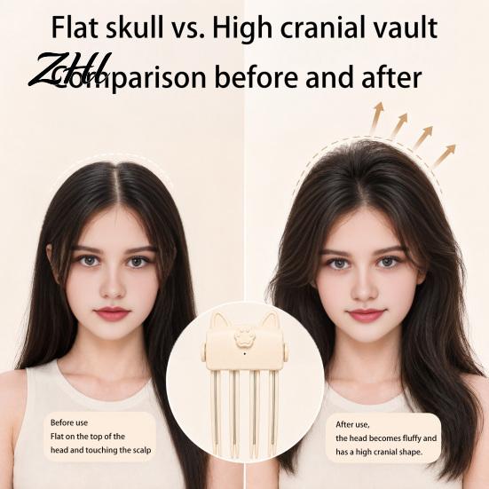 Hair Styling Gadget Electric Heated Volume Clip, Rechargeable Volumizing Clip for Bangs Styling, Root Lifter Fine Flat Comb with 2 Heat Settings Fast