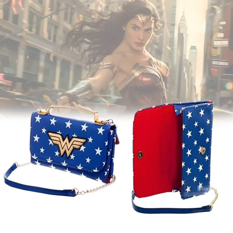 Wonder Woman Pu Leather Crossbody Bag With Metal Chain For Women Travel