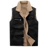 Vest Jacket Men Turn Down Collar Fur Lined Warm Autumn Winter Vests Coats Casual Streetwear Sleeveless Jackets