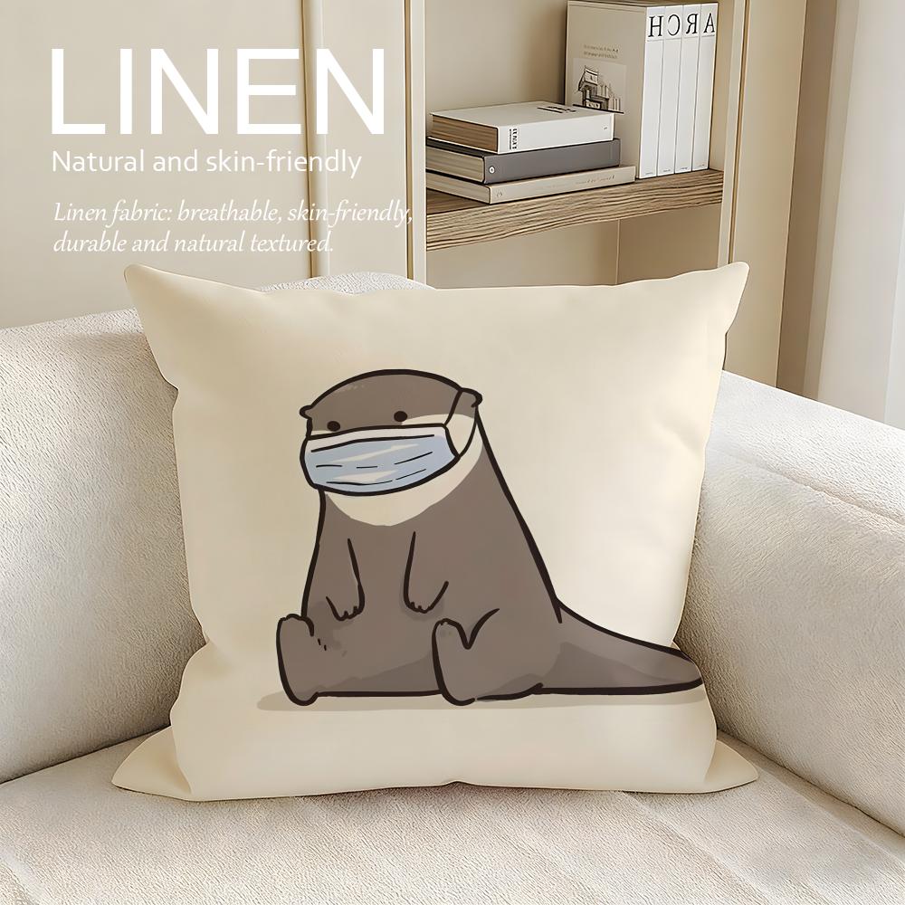 Cute Otter Moonlight Cushion Cover Pillowcase Set Pcs x x Breathable Washable Sofa Cushion Cover