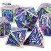 7 Pcs Blue Red Double Swords Metal Dice Solid Polyhedral Dice Set Suitable for Role-Playing RPG  DND Pathfinder Board Game