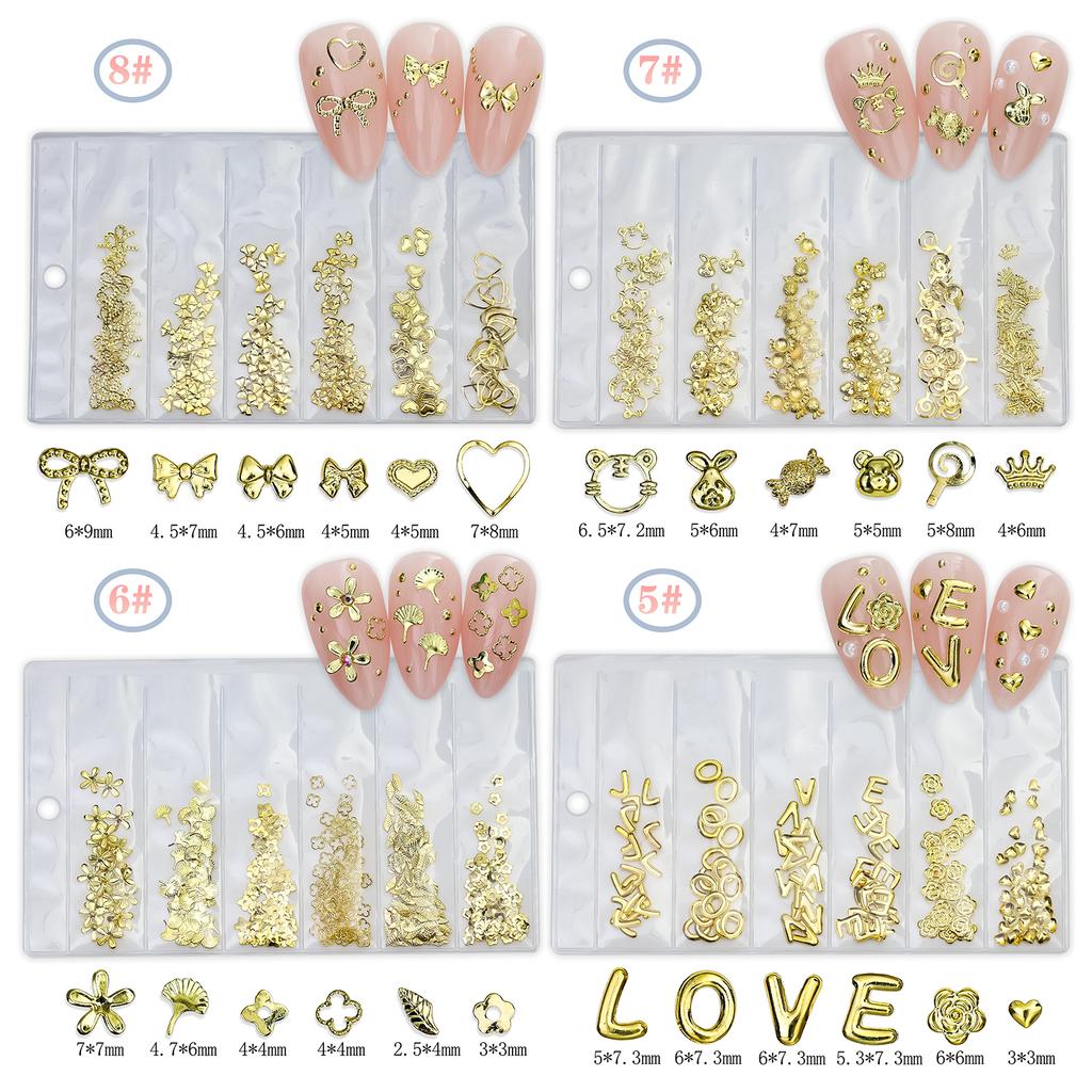 Metal Nail Art Studs 3D Metal Nail Art Jewelry Decorations Bow Heart Bubble Multi Shapes Nail Decoration Accessories