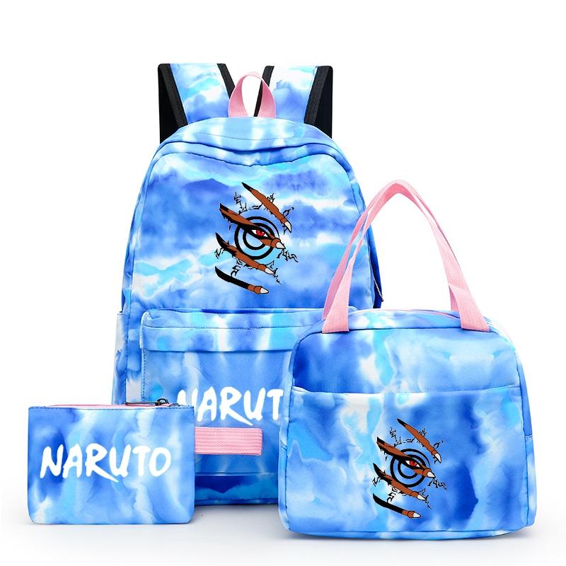 3Pcs/set Anime Naruto Backpack Back To Schoobag with Lunch Bag for Teen Gir Boy Student Bookbag Men Women Leisure Travel Bag
