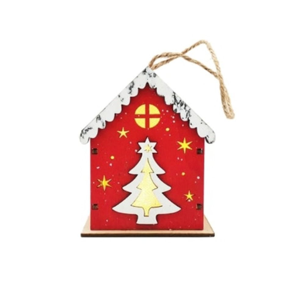 Red/wood Glowing Log Cabin Angle Elk Santa Claus Christmas Tree Decorations  Kids Gifts