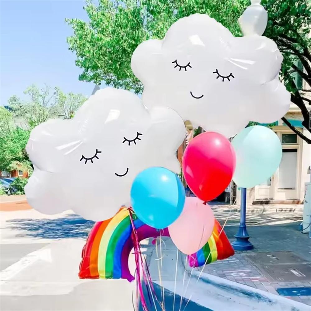 2/6pcs Smiley Face White Cloud Aluminum Film Balloons Children Birthday Party Home Decoration Baby Shower Decoration Supplies