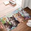 1Pcs Cute Cat Pattern Floor Mat Modern Kitchen Polyester Rug Non-Slip Colorful Indoor Carpet, For Home Bathroom Bedroom Living Room Decor