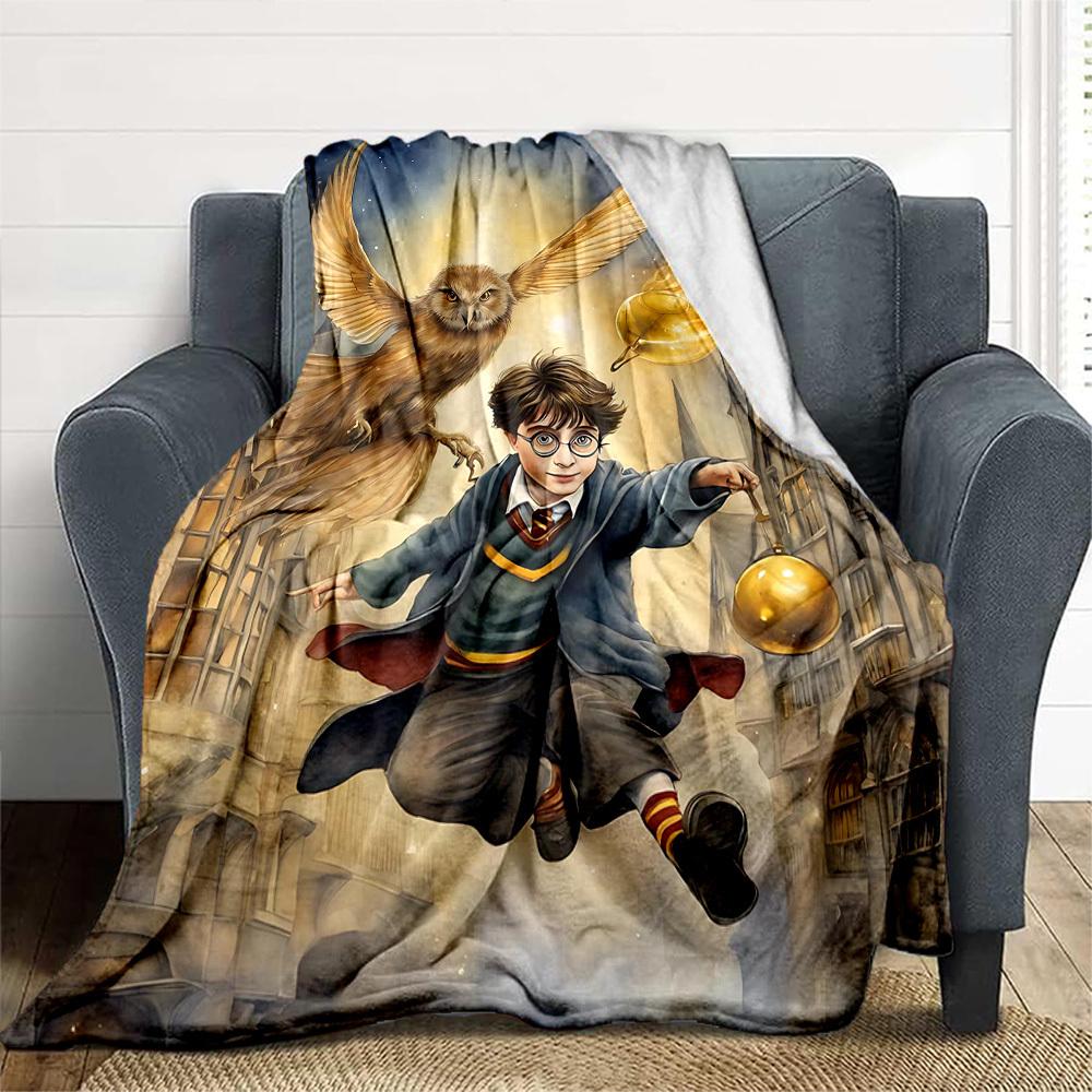1pc Harry Potter Hogwarts Magic Outdoor Blanket Lightweight Flannel, All-Season Use for Sofa, Bed, Travel, Camping, Living Room, Office, Couch064