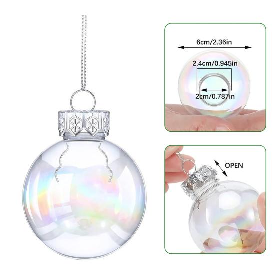 6/12 шт., рождественские шары, прозрачные, могут быть заполнены, неразрывные, многоразовые, с переливающимся орнаментом, шары, украшение для рождественской елки, Новый год, праздник