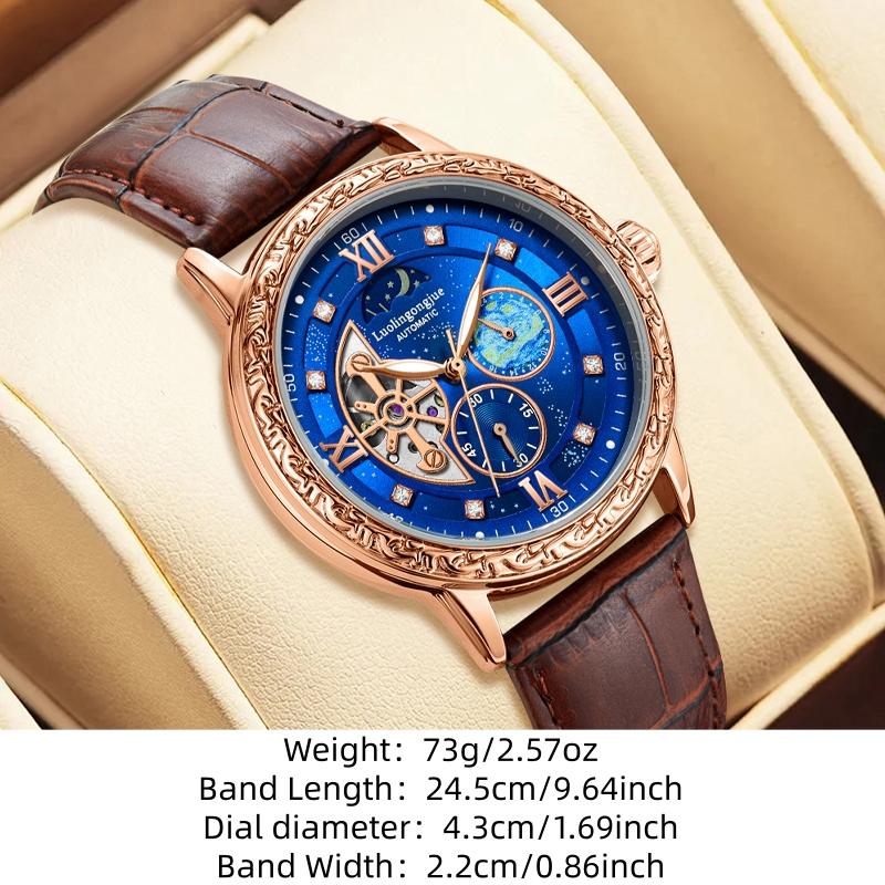 Роскошные мужские деловые автоматические механические часы, с дизайном скелетона, ретро-стильным резным циферблатом, в подарок наручные часы