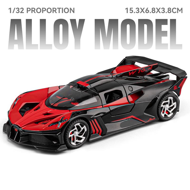 1: 32 Bolide Alloy Metal Car Model Diecast Toy With Sound and Light Pull Back miniature Vehicles Decoration Toys For Kids Gifts