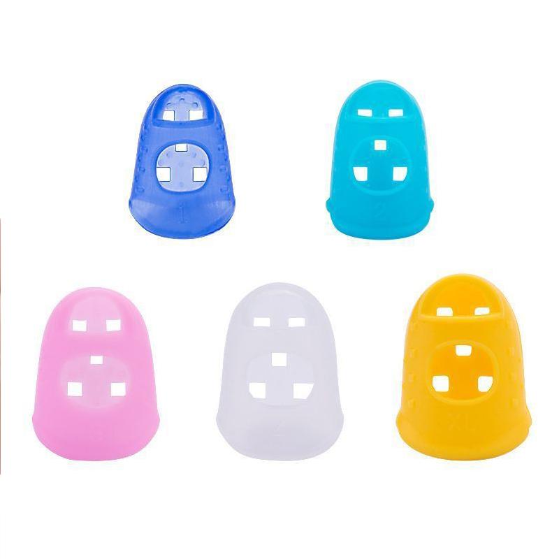 5pcs/Lot All-in-oneal Flexible Silicone Thimbles Hollowed Out Breathable Protective Finger Sleeve Craft Crafts Sewing Accessories