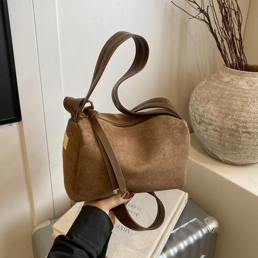 Ретро замшевая сумка подмышку женская новая универсальная в иностранном стиле на одно плечо кроссбоди сумка-подушка модная женская сумка