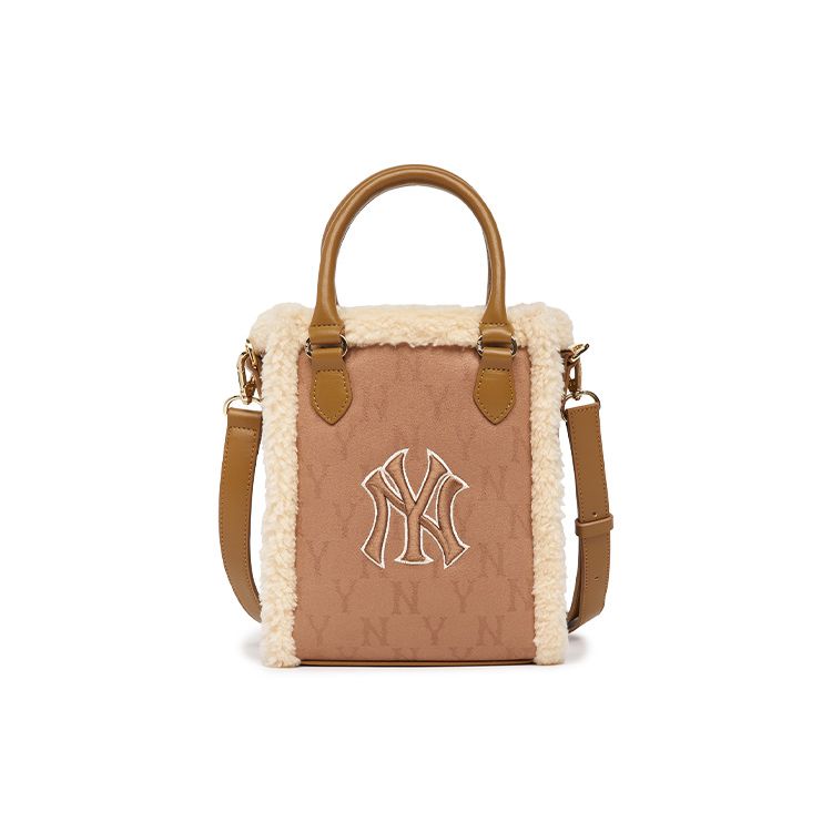 MLB New York Yankees Faux Leather Tote Bag Shopping Bag Shoulder Crossbody Handbag Small Women tote bags Brown 7ACRM0826-50BGD