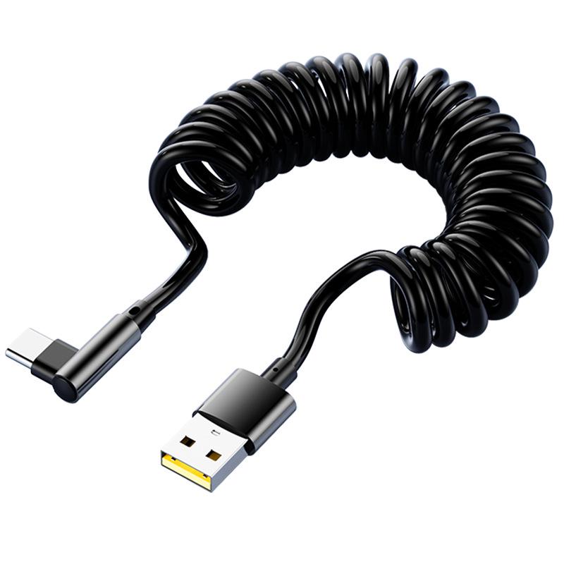 Кабель Type-C 6A с пружинным механизмом и поддержкой быстрой зарядки для Apple и Huawei