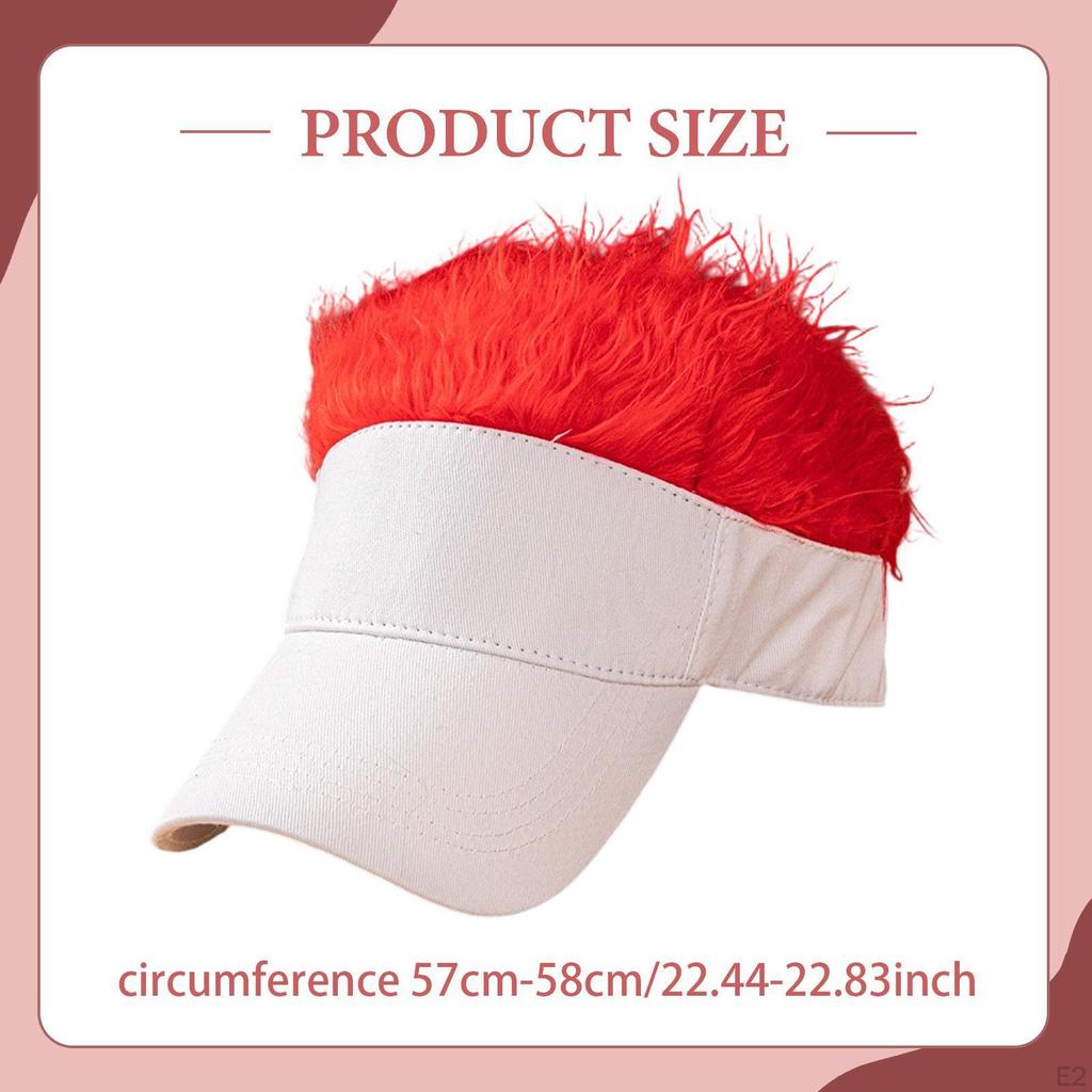 Baseball Cap Gift Visor Hat with Fake Hair for Sports Hiking Party Costume
